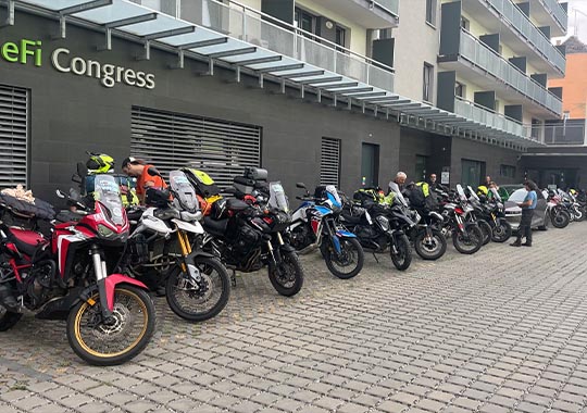 Motorcycle parking in the inner courtyard of eFi Palace Hotel